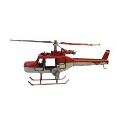 Misiny-Nostaljik Kırmızı Beyaz Metal Helikopter Maketi