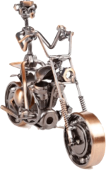 Misiny-Büyük Boy El Yapımı Metal Motorsikletli Adam Maketi