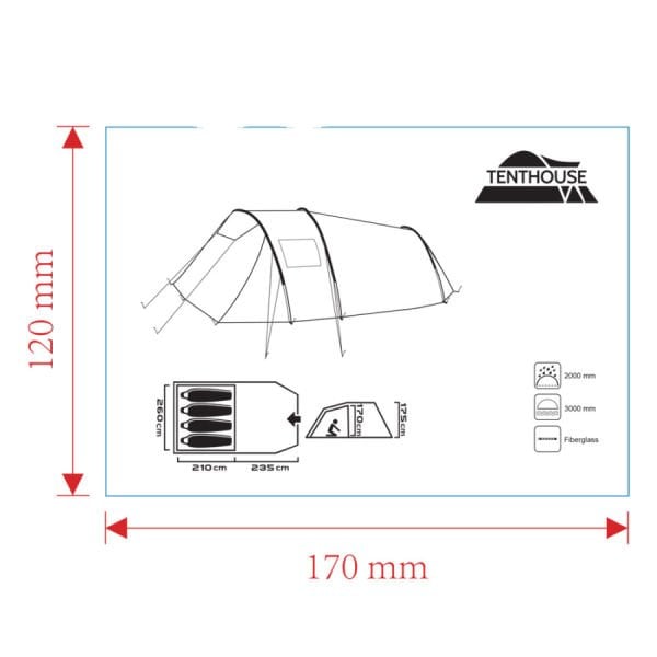 Tenthouse Joy 4 Kişilik Çadır (235+210)*260*175 cm