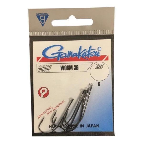 GAMAKATSU Worm 36 Siyah No:6 Olta İğnesi 6 Adet