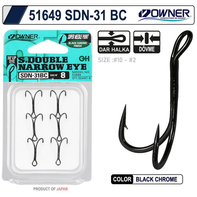 Owner 51649 Sdn-31Black Chrome İkili İğne