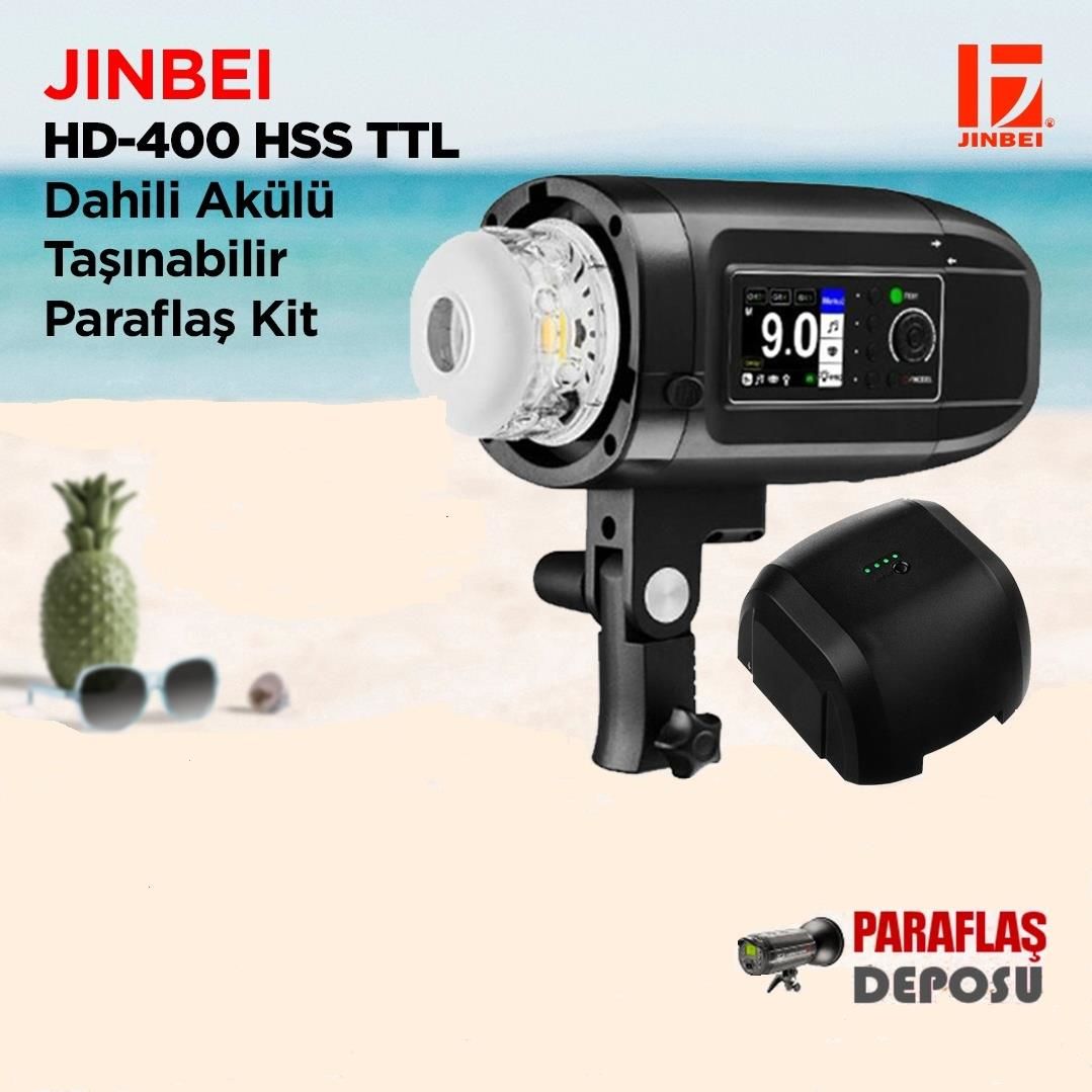 JINBEI HD-400 HSS TTL Dahili Akülü Taşınabilir Paraflaş Kit