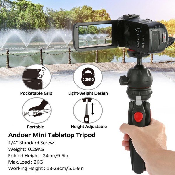 Andoer D6226 Mini Masaüstü Telefon Kamera Tripod