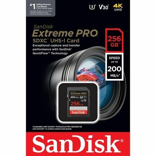 SanDisk 256GB Extreme Pro SDHC/SDXC Hafıza Kartı (200mb)