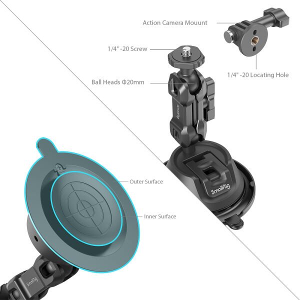 SmallRig SC-1K 4193 Aksiyon Kameraları için  Vantuz Montaj Desteği