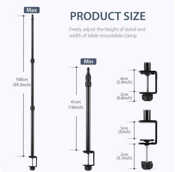 Andoer D9811 Masaüstü C-Kelepçe Işık Standı