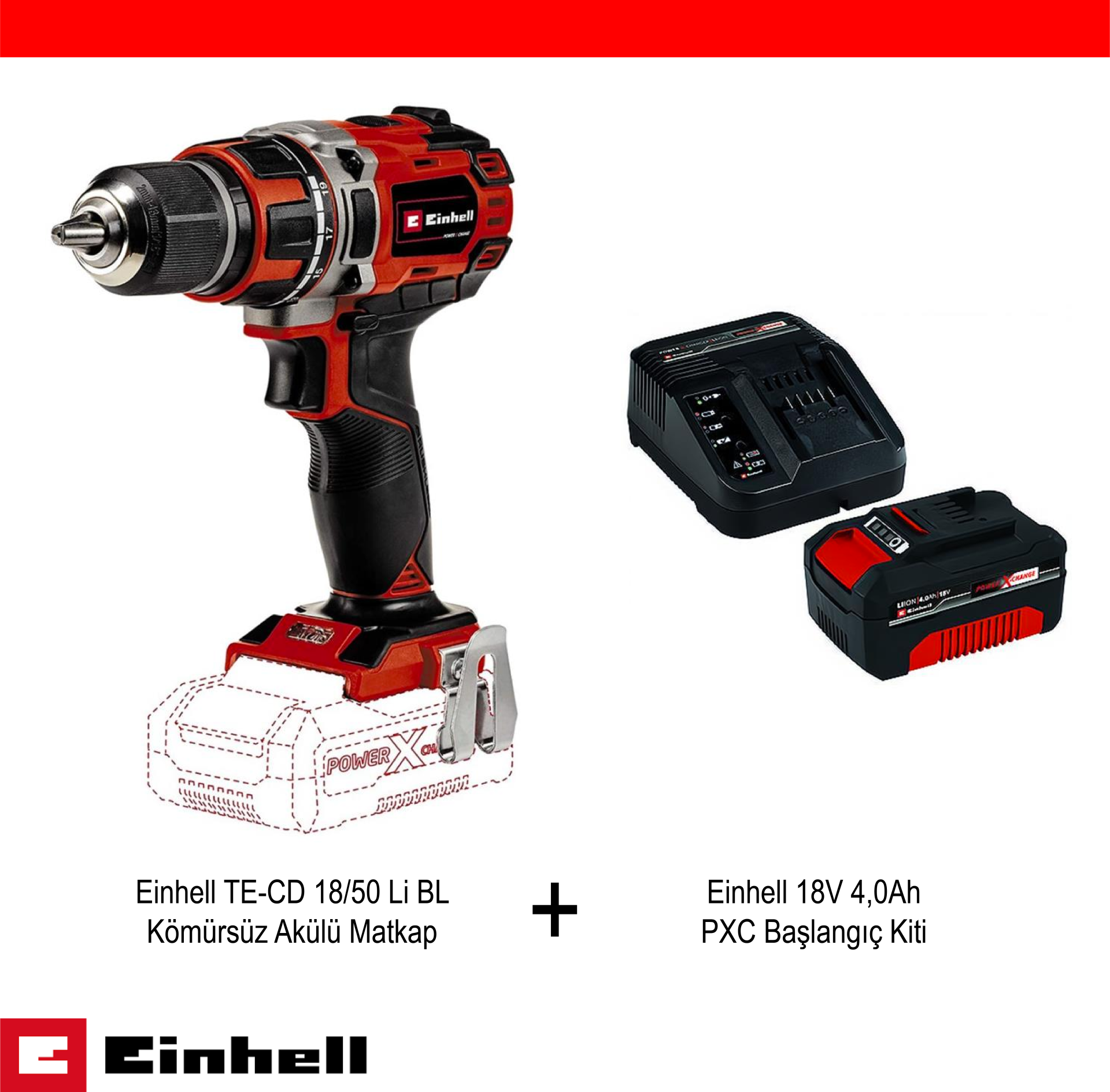 Einhell 4513887 Kömürsüz Akülü Matkap ve Başlangıç Kiti Seti