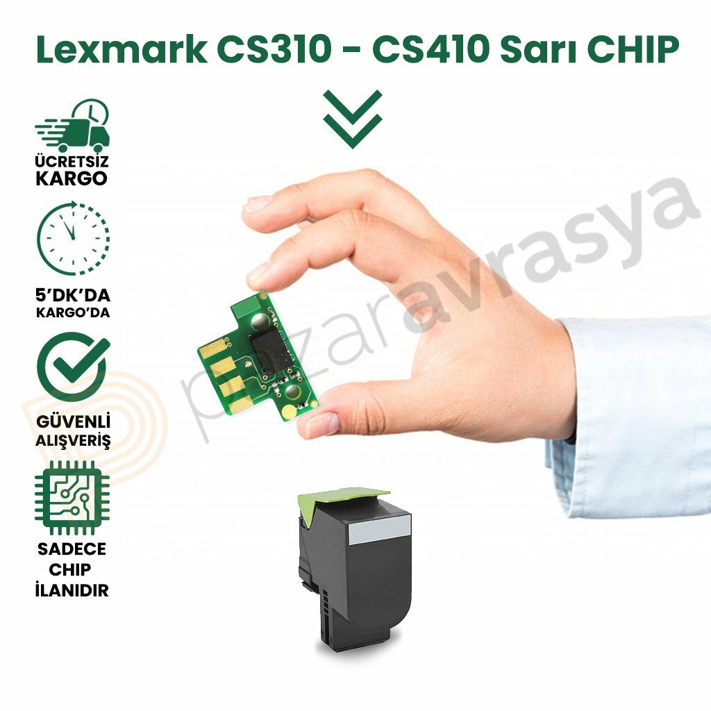 CHIP LEXMARK CX310/CX410/CX510 SARI TONER ÇİP 2K