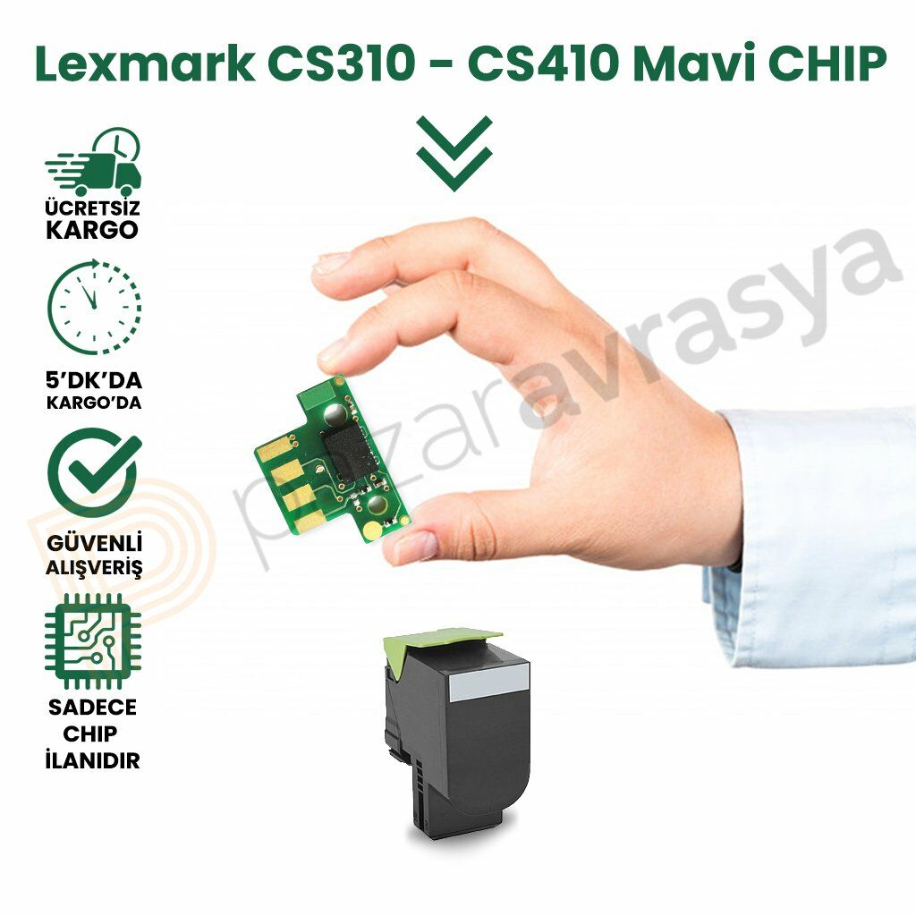 CHIP LEXMARK CS310/CS410/CS510 MAVİ TONER ÇİP 3K