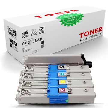 Oki C310 Muadil Toner Takım 4'lü Set /WB/ C330/C510/C511/C530/MC352/MC361
