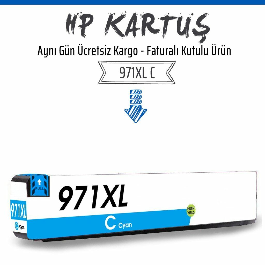 HP 971XL Mavi Muadil Kartuş /CN626AE/X451Dw/X451Dn/X476Dw/X476Dn/