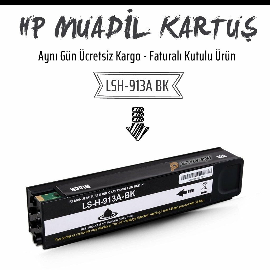 Hp 913A F6T78AE/Hp PageWide Pro450/Pro452 Siyah Muadil Kartuş
