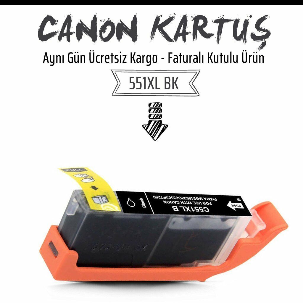 Canon CLI-551XL Siyah Muadil Kartuş /İP-7200/İP-7250/MG-5450/MG-6