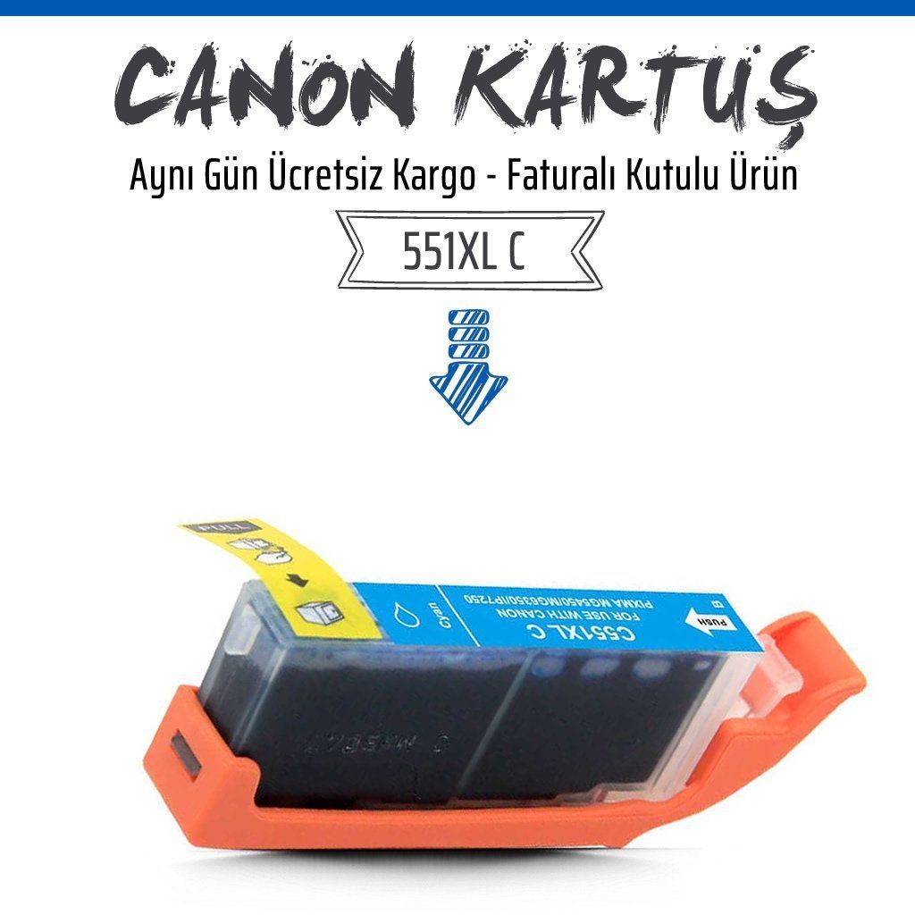 Canon CLI-551XL Mavi Muadil Kartuş /İP-7200/İP-7250/MG-5450/MG-64