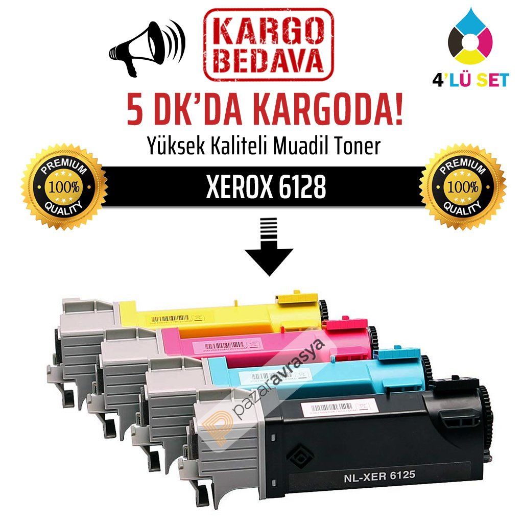 Xerox 6128 Muadil 4'lü Set Toner /NP/Phaser 6128/6128mfp