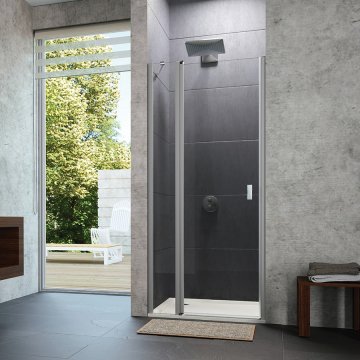 Design Pure İki Sabit Cam Bir Menteşeli Kapı Duş Teknesi Üstü Yan Panelli Duşakabin