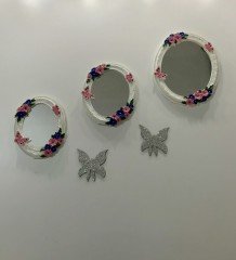 Üçlü Dekoratif Ayna ve Kelebekler