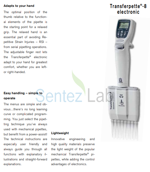 Brand Transferpette 8 Electronic Çok Kanallı Elektronik Pipet