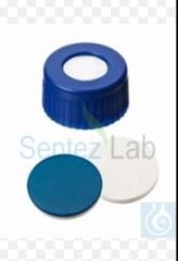 Vial Kapağı 9mm PP Screw Cap, blue, Silicone white/PTFE blue 100/ Pk