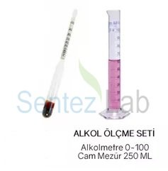 Cam Alkol Metre/Alkol Ölçer Renkli + 250 ml Cam Mezür - Alman GREINORM