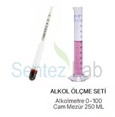 Cam Alkol Metre/Alkol Ölçer Renkli + 250 ml Cam Mezür - Alman GREINORM