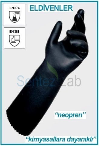 İSOLAB 080.23.009 eldiven - neopren - kimyasal koruma - Large (1 çift)