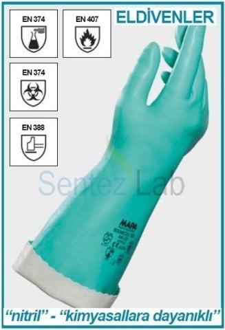 İSOLAB 080.22.007 eldiven - nitril - kimyasal koruma - ağır iş (1 çift)