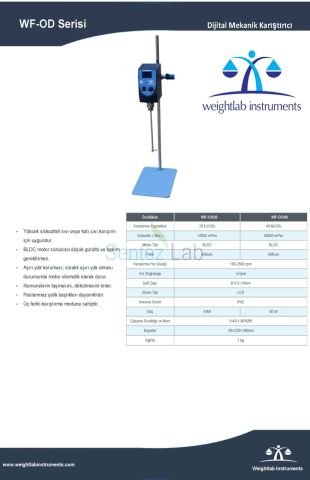 Weightlab WF-Od40 Mekanik Karıştırıcı 40 lt / 50.000 mPas / 100... 2.500 rpm