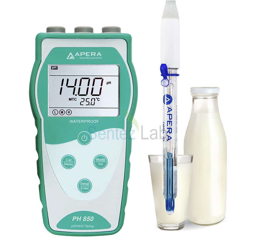 Apera pH Metre Portatif Süt yoğurt krema vb. günlük ürün ölçümleri için Cam elektrot Labsen 823 ile birlikte PH Metre Kiti