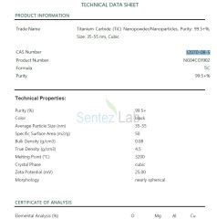 Titanium Carbide (TiC) Nanopowder/Nanoparticles, Purity: 99.5+%, Size: 35-55 nm, Cubic Cas 12070-08-5 25 gr