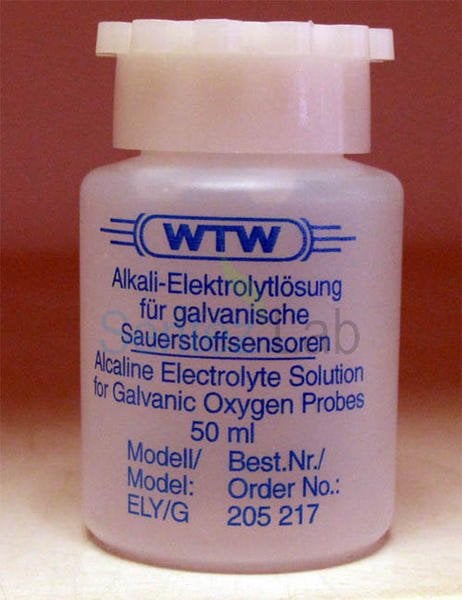 Wtw ELY/G Galvanik oksijen elektrotları için elektrolit çözeltisi. StirrOx G, Cellox 325, Durox 325, TA 197 Oxi, ConOx ve MPP 350 Ox modülü için uygundur. 50 ml.