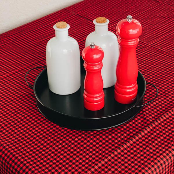 Pötikare Masa Örtüsü Kırmızı -Siyah  160x160 cm