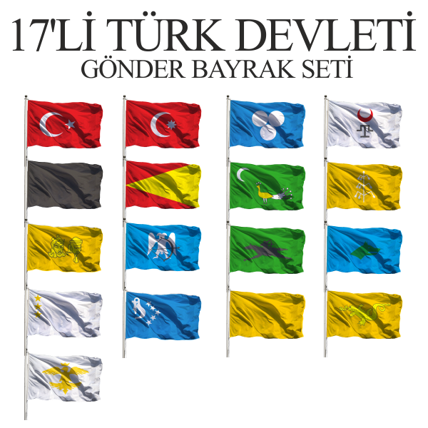 17'li Türk Devletleri Seti 30x45 -Sopalı