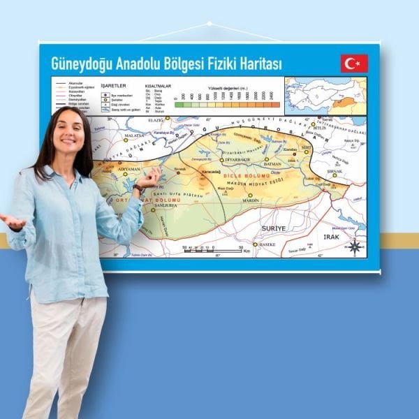 Güneydoğu Anadolu Bölgesi Fiziki Haritası 70x105