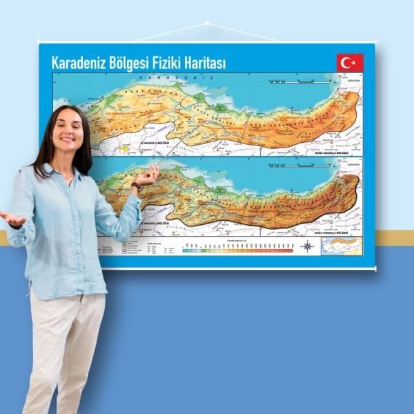 Karadeniz Bölgesi Fiziki Haritası 70x105