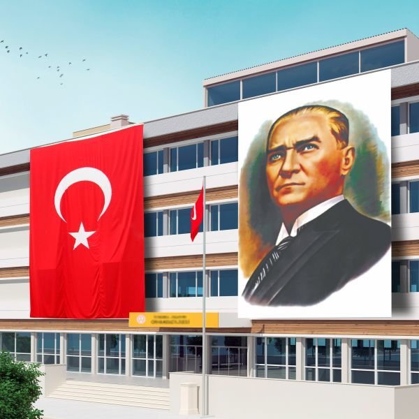 600x900 Atatürk Posteri ve Türk Bayrağı Raşel Kumaş-6