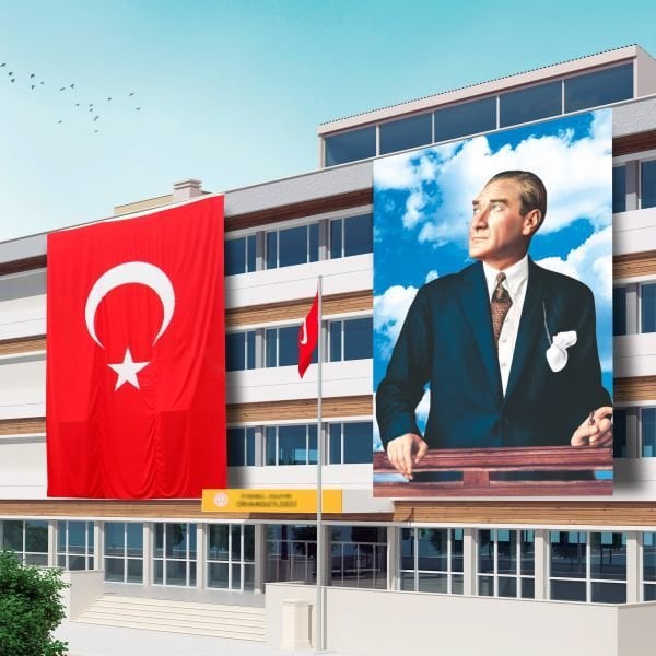 400x600 Atatürk Posteri ve Türk Bayrağı Raşel Kumaş-2