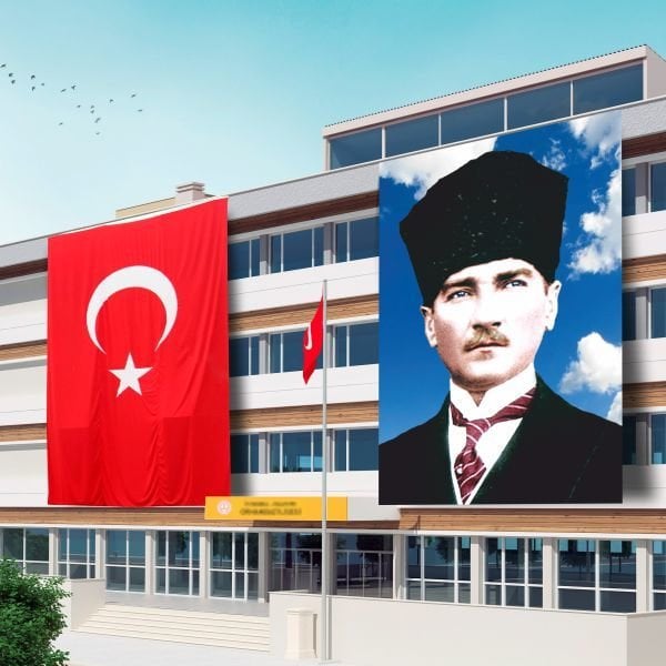 400x600 Atatürk Posteri ve Türk Bayrağı Raşel Kumaş-4