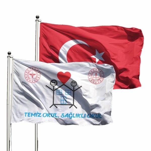 Türk Bayrağı ve Temiz Okul Bayrağı Raşel (2'li) 70x105