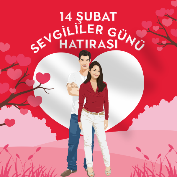 14 Şubat Sevgililer Günü Kumaş Pankart 150x250 cm