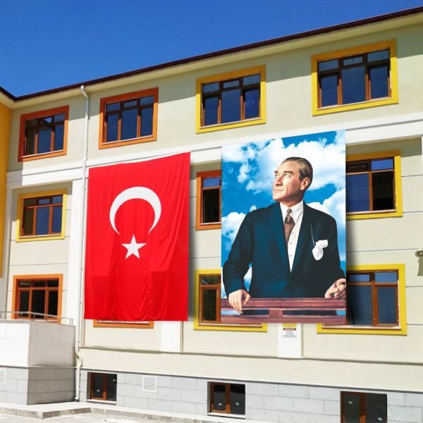 Atatürk Posteri ve Türk Bayrağı Raşel Kumaş 200X300 cm -2