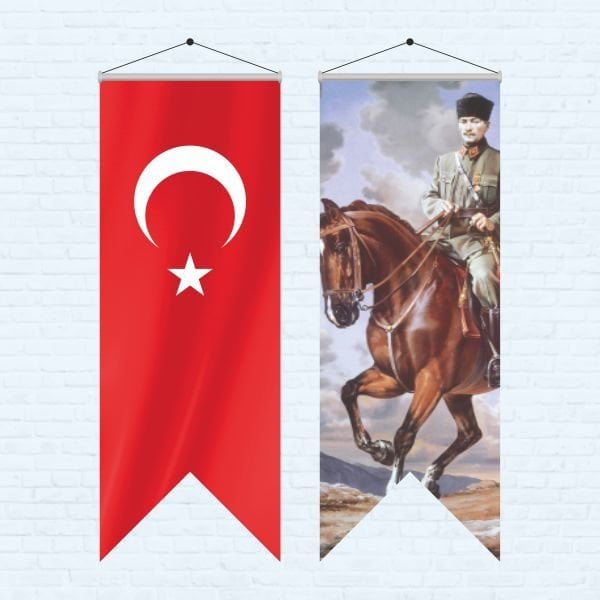 Atatürk Posteri ve Türk Bayrağı Kırlangıç 70x200 cm -4