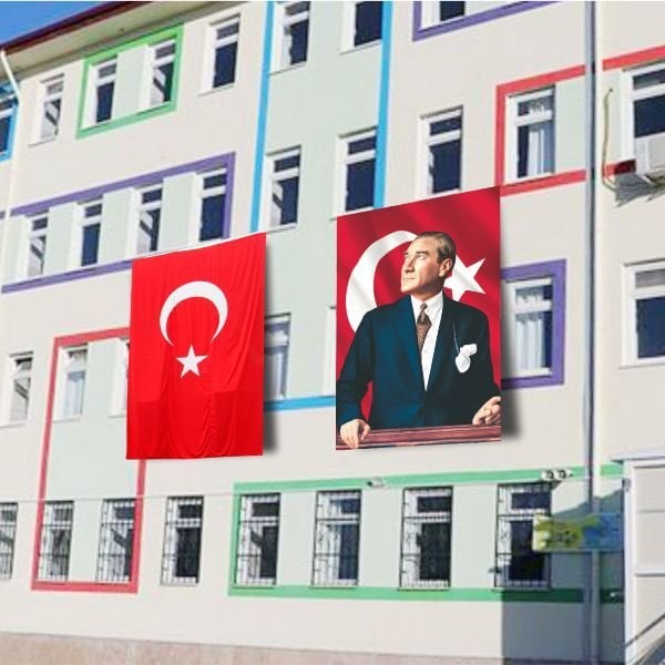 Atatürk Posteri ve Türk Bayrağı Raşel Kumaş 150x225 cm -1