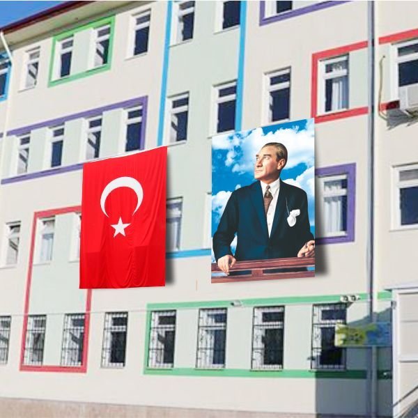 Atatürk Posteri ve Türk Bayrağı Raşel Kumaş 150x225 cm -2