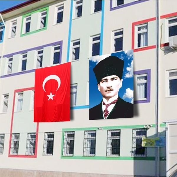 Atatürk Posteri ve Türk Bayrağı Raşel Kumaş 150x225 cm -4