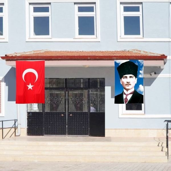Atatürk Posteri ve Türk Bayrağı Raşel Kumaş 100x150 cm -4
