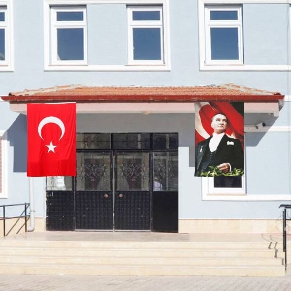 Atatürk Posteri ve Türk Bayrağı Raşel Kumaş 100x150 cm -5
