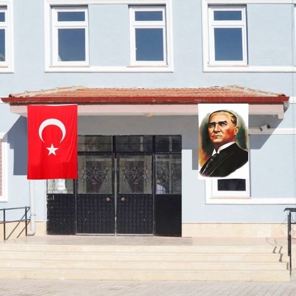 Atatürk Posteri ve Türk Bayrağı Raşel Kumaş 100x150 cm -6