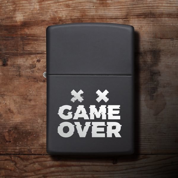Game Over Temalı Siyah Metal Çakmak-42
