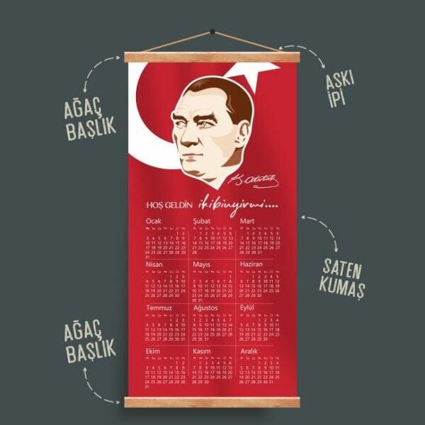 Atatürk Temalı Kumaş Askılı Takvim-8